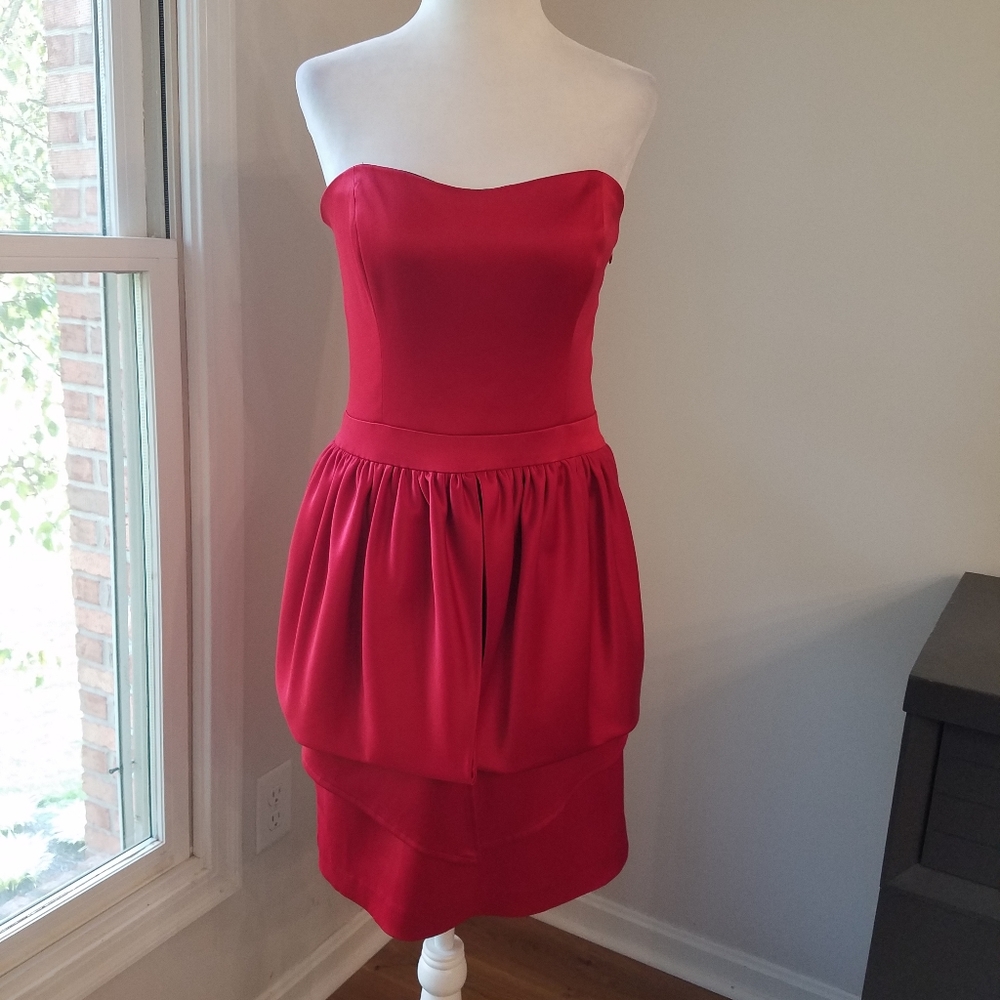 Laundry by Design red satin Tiered strapless dress